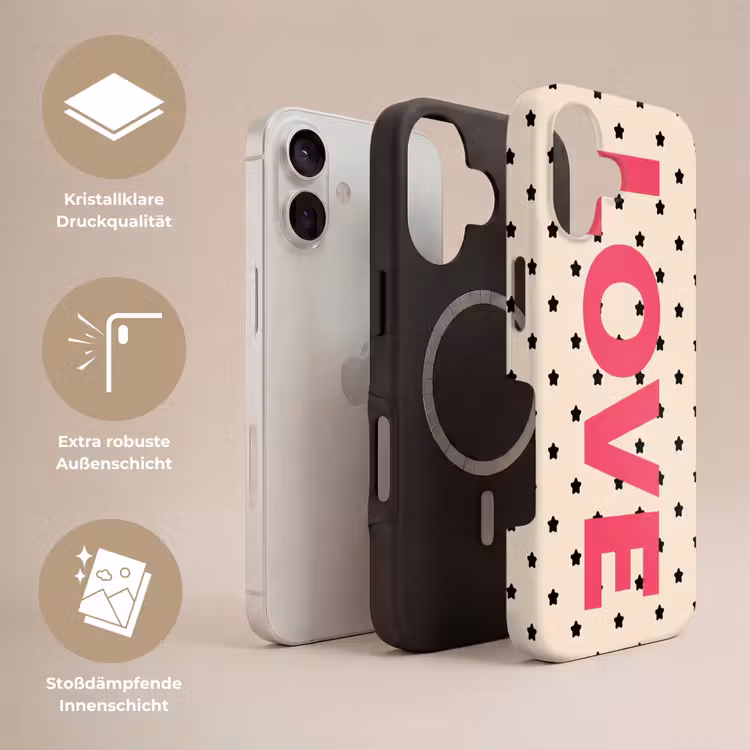 Love - Stippen - Roze Toughcase MagSafe Apple iPhone 17 klein -USP_Lagen_DE