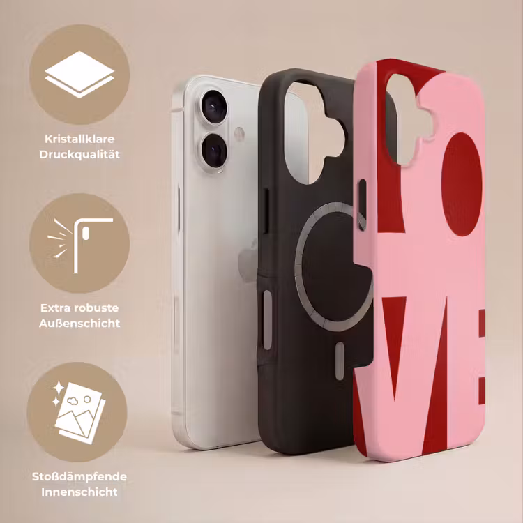 Love - Rood - Blokletters Toughcase MagSafe Apple iPhone 17 klein -USP_Lagen_DE