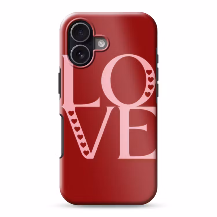 Love - Rood - Hatjes Toughcase MagSafe Apple iPhone 17 klein -3d