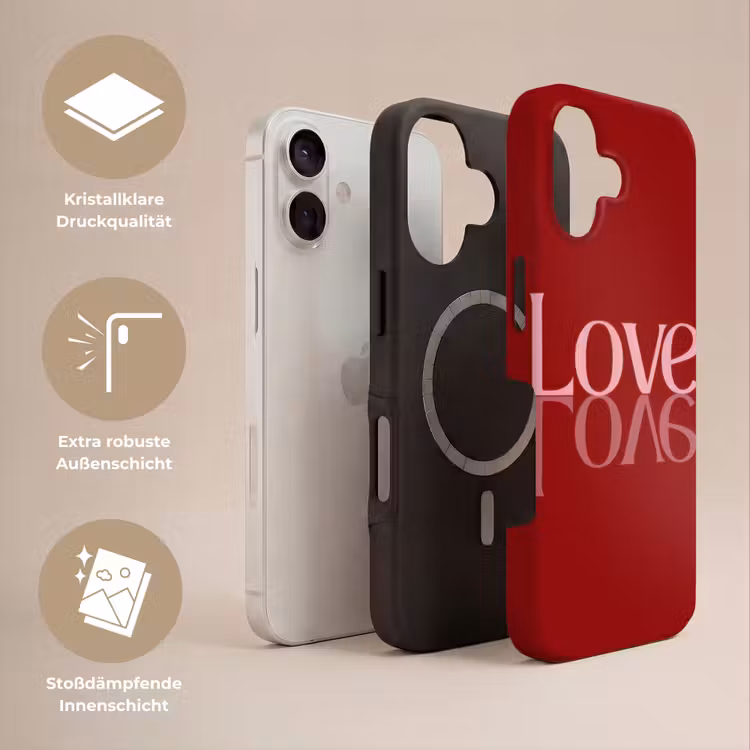 Love - Spiegeling - Rood Toughcase MagSafe Apple iPhone 17 klein -USP_Lagen_DE