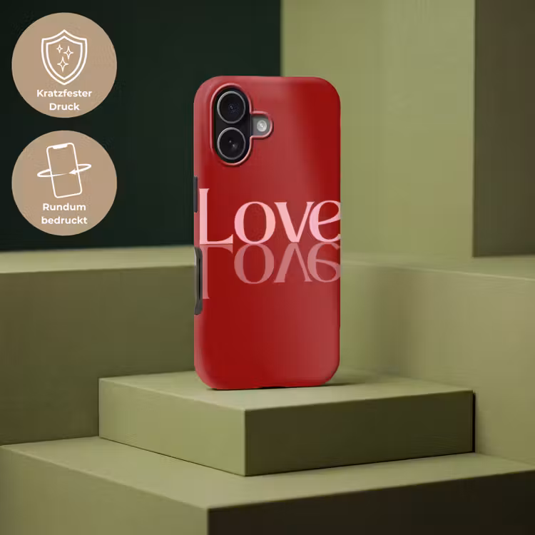 Love - Spiegeling - Rood Toughcase MagSafe Apple iPhone 17 klein -USP_PrintM_DE