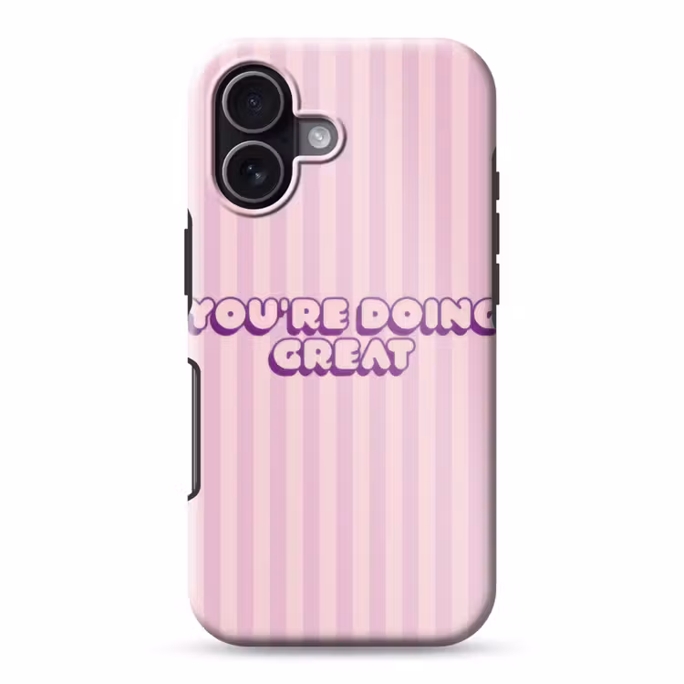 Paars - Strepen - You're doing great - Schaduw Toughcase MagSafe Apple iPhone 17 klein -3d