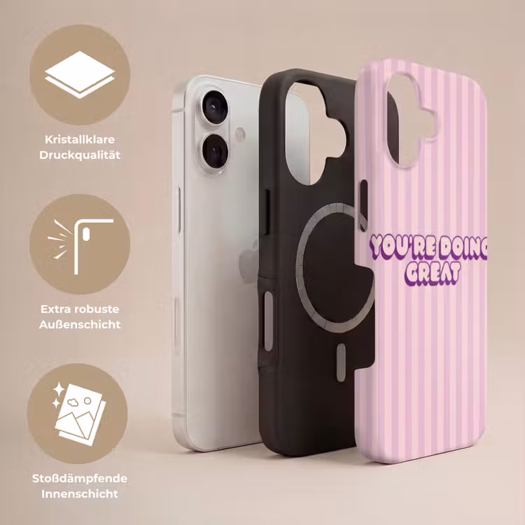 Paars - Strepen - You're doing great - Schaduw Toughcase MagSafe Apple iPhone 17 klein -USP_Lagen_DE