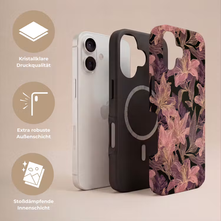Lelies - Patroon - Paars - Goud Toughcase MagSafe Apple iPhone 17 klein 1017 -USP_Lagen_DE