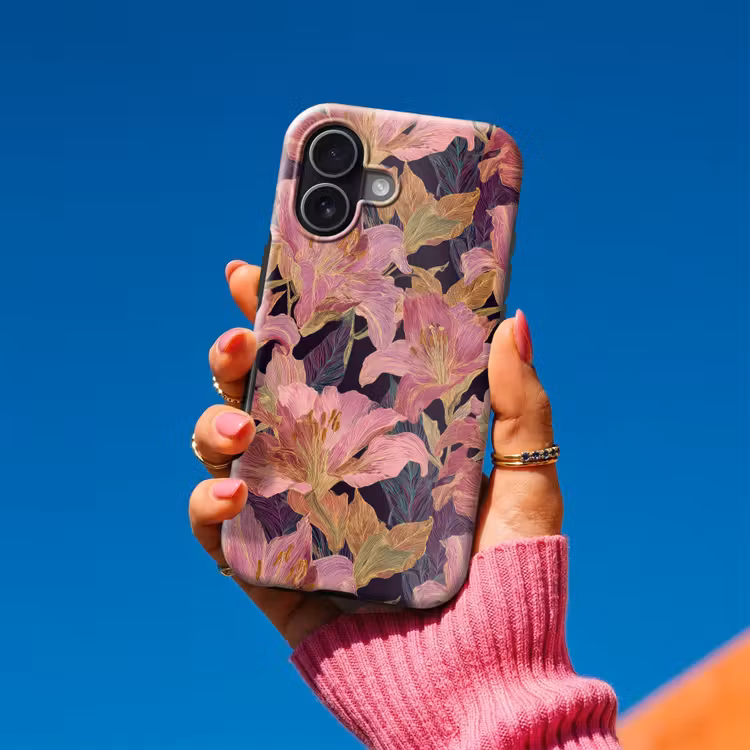 Lelies - Patroon - Roze - Goud Toughcase MagSafe Apple iPhone 17 klein 1017 -Sfeer1V