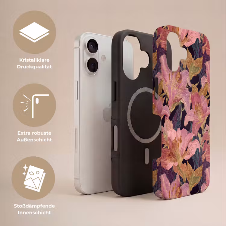 Lelies - Patroon - Roze - Goud Toughcase MagSafe Apple iPhone 17 klein 1017 -USP_Lagen_DE