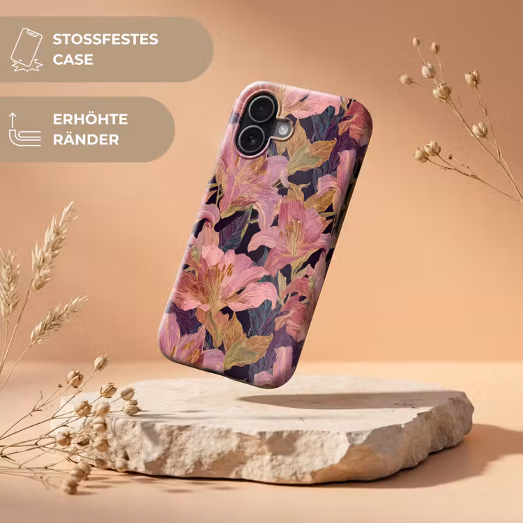 Lelies - Patroon - Roze - Goud Toughcase MagSafe Apple iPhone 17 klein 1017 -USP_RandenV_DE