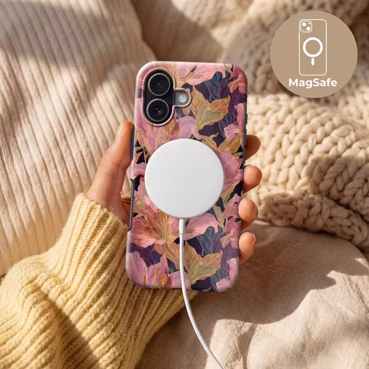 Lelies - Patroon - Roze - Goud Toughcase MagSafe Apple iPhone 17 klein 1017 -USP_MagsafeV