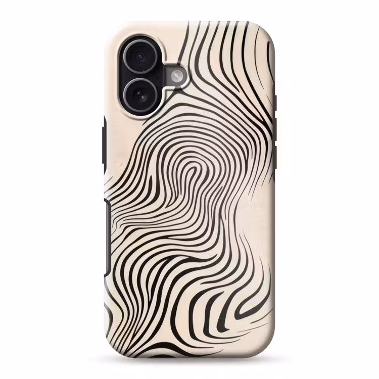 Lijnen - Abstract - Golvend - Zwart Toughcase MagSafe Apple iPhone 17 klein -3d