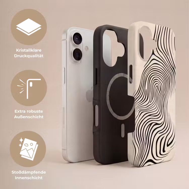 Lijnen - Abstract - Golvend - Zwart Toughcase MagSafe Apple iPhone 17 klein -USP_Lagen_DE