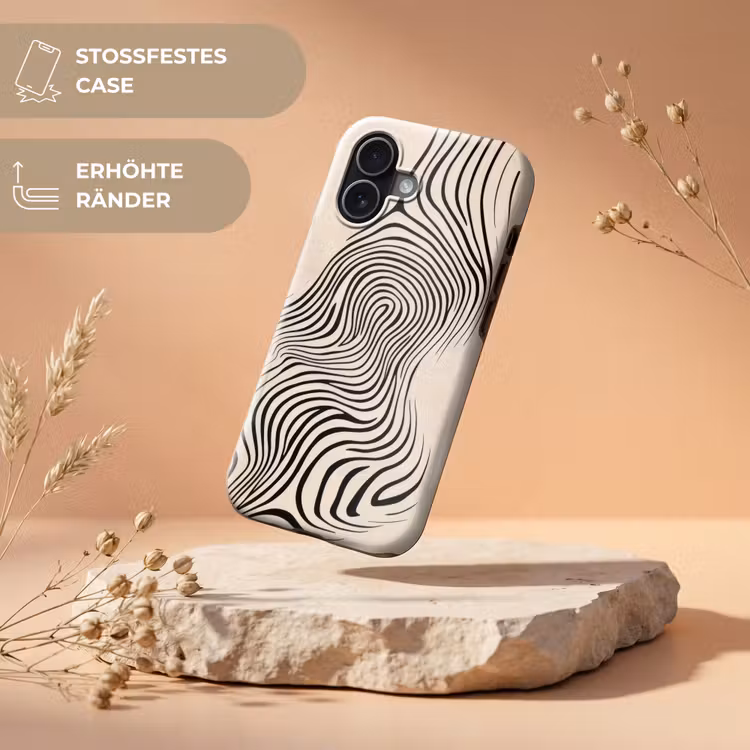 Lijnen - Abstract - Golvend - Zwart Toughcase MagSafe Apple iPhone 17 klein -USP_RandenV_DE