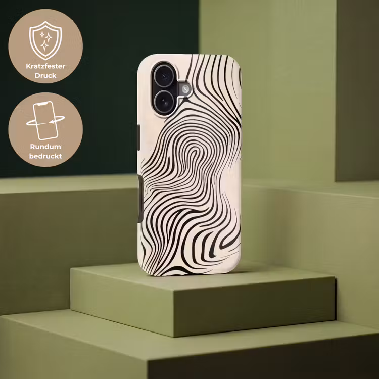 Lijnen - Abstract - Golvend - Zwart Toughcase MagSafe Apple iPhone 17 klein -USP_PrintM_DE