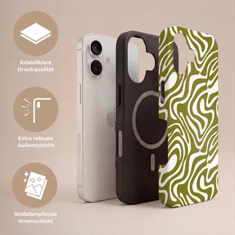 Lijnpatroon - Groen - Organisch Toughcase MagSafe Apple iPhone 17 klein 1017 -USP_Lagen_DE
