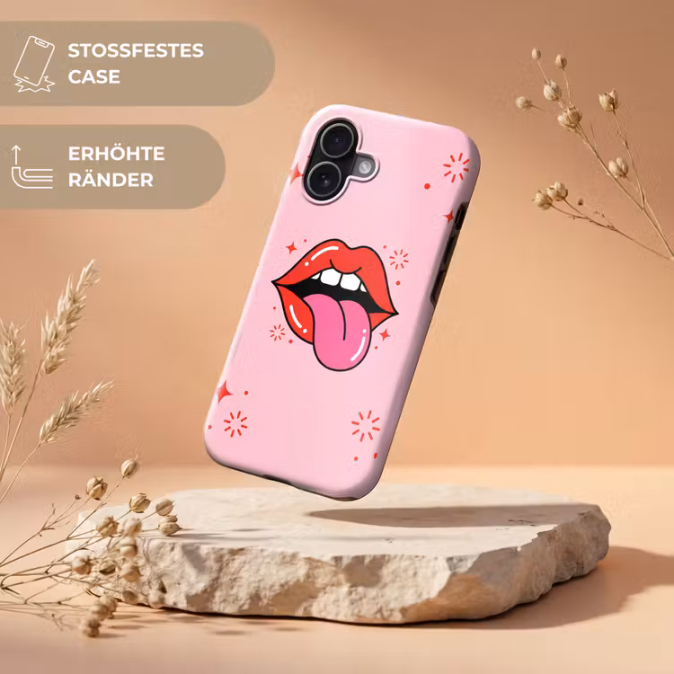 Lippen - Tong - Pop-art - Kleurrijk - Roze Toughcase MagSafe Apple iPhone 17 klein -USP_RandenV_DE