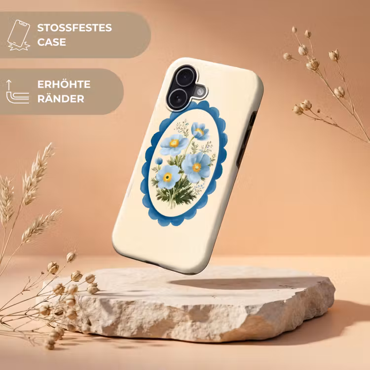 Lijst - Bloemen - Lichtblauw - Illustratie Toughcase MagSafe Apple iPhone 17 klein -USP_RandenV_DE