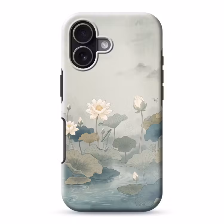 Lotus - Bloemen - Groen Toughcase MagSafe Apple iPhone 17 klein -3d