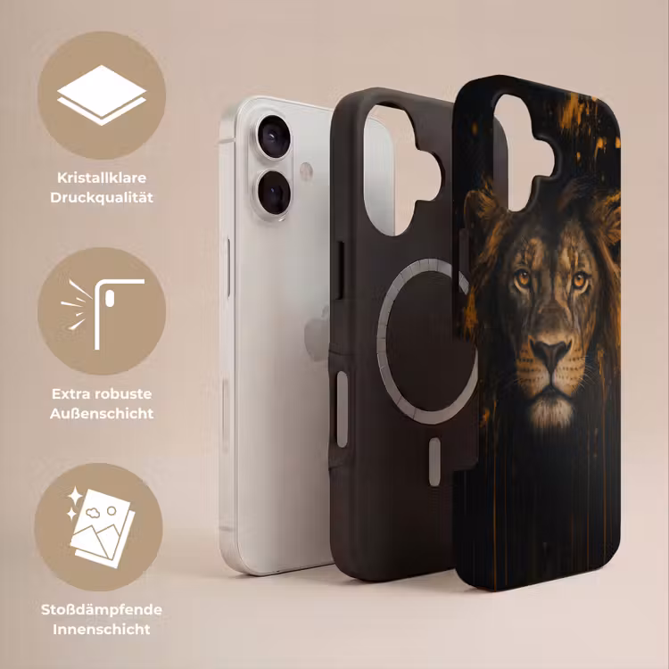 Leeuw - Goud - Druppels Toughcase MagSafe Apple iPhone 17 klein -USP_Lagen_DE