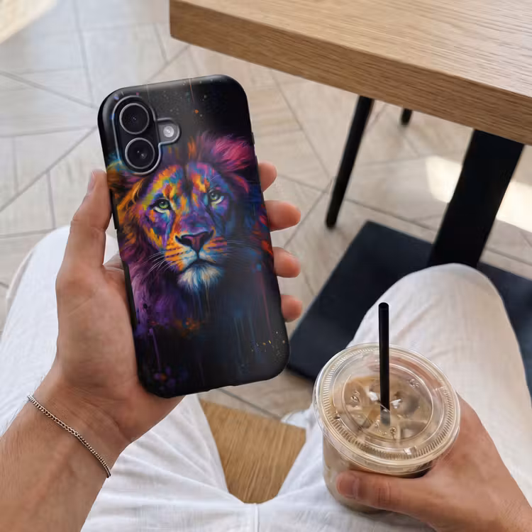 Leeuwenkop - Felgekleurd - Abstract Toughcase MagSafe Apple iPhone 17 klein -Sfeer1M