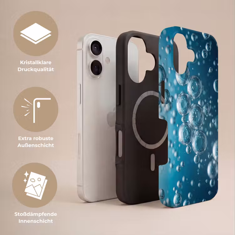 Luchtbellen - Dynamisch - Blauw Toughcase MagSafe Apple iPhone 17 klein -USP_Lagen_DE