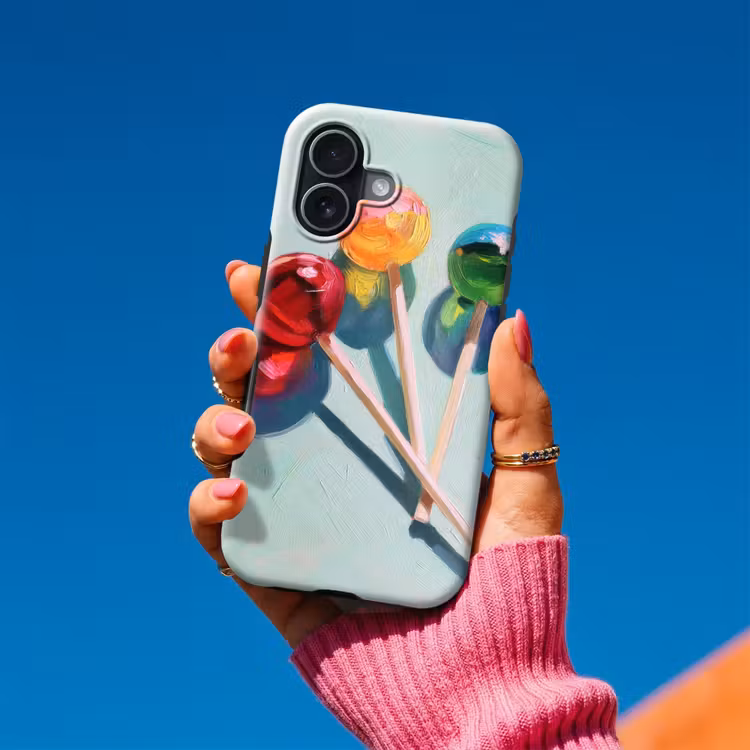 Lollys - Schaduw - Drie - Blauw Toughcase MagSafe Apple iPhone 17 klein -Sfeer1V