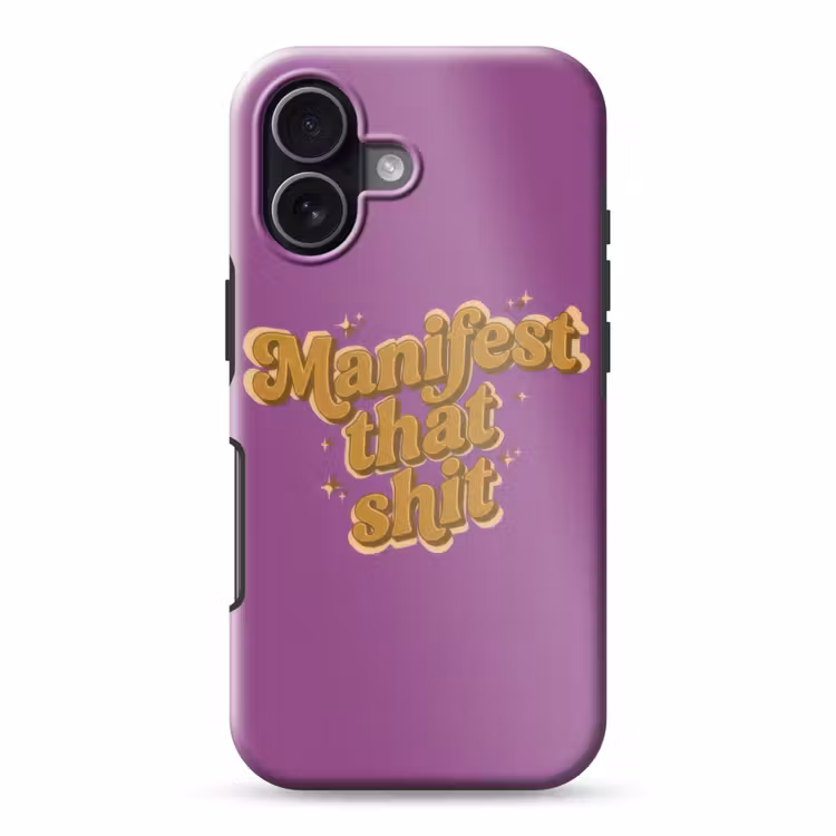 Manifest that shit - Paars - Glitter Toughcase MagSafe Apple iPhone 17 klein -3d