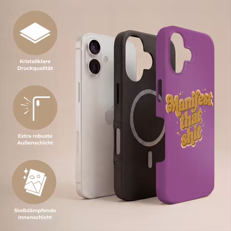 Manifest that shit - Paars - Glitter Toughcase MagSafe Apple iPhone 17 klein -USP_Lagen_DE