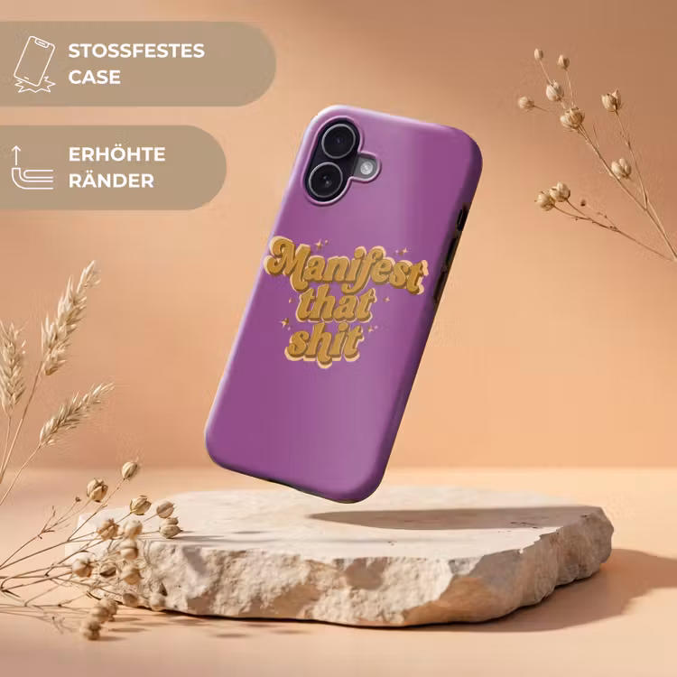 Manifest that shit - Paars - Glitter Toughcase MagSafe Apple iPhone 17 klein -USP_RandenV_DE