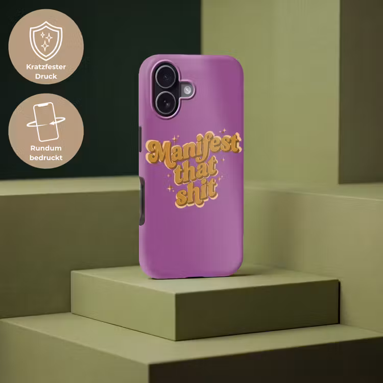 Manifest that shit - Paars - Glitter Toughcase MagSafe Apple iPhone 17 klein -USP_PrintM_DE
