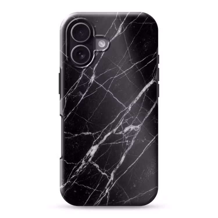 Marmer - Aders - Abstract - Zwart Toughcase MagSafe Apple iPhone 17 klein -3d