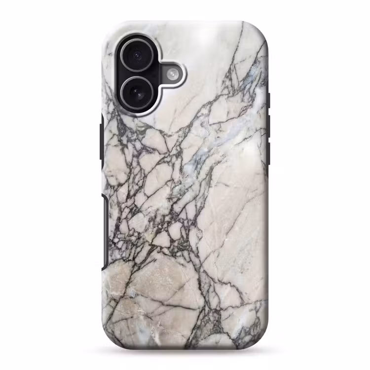 Marmer - Aderen - Patroon - Wit - Grijs Toughcase MagSafe Apple iPhone 17 klein -3d