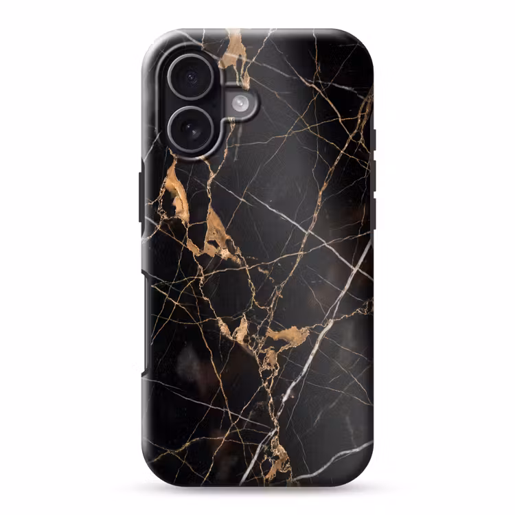 Marmer - Goud - Abstract - Zwart Toughcase MagSafe Apple iPhone 17 klein -3d