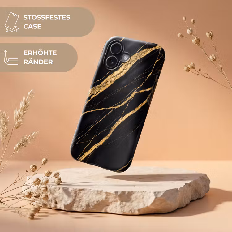 Marmer - Goud - Textuur - Abstract - Zwart Toughcase MagSafe Apple iPhone 17 klein -USP_RandenV_DE