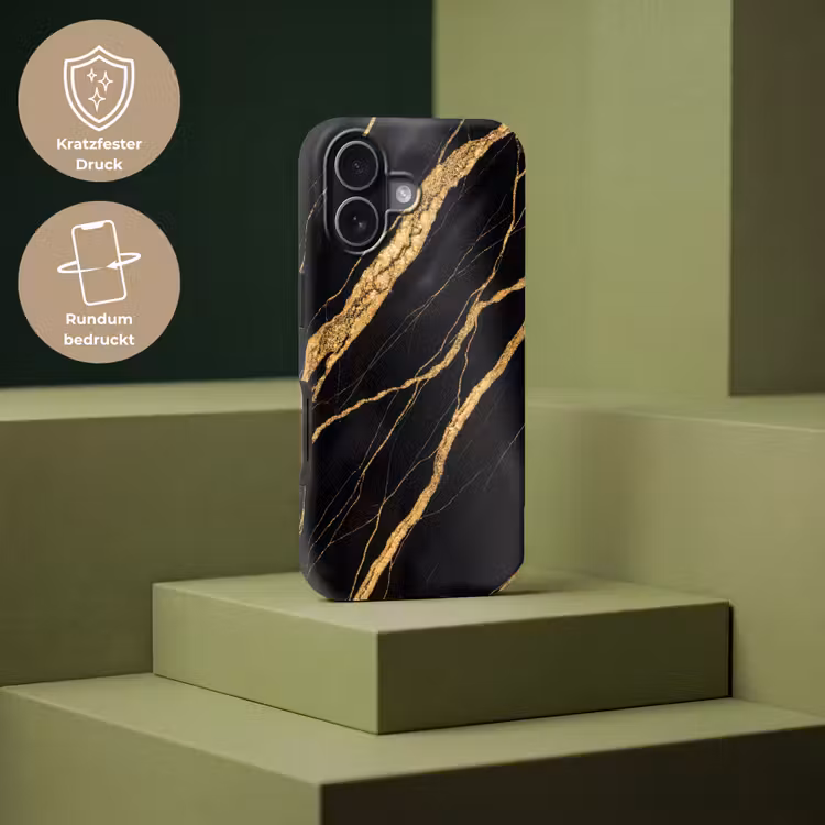 Marmer - Goud - Textuur - Abstract - Zwart Toughcase MagSafe Apple iPhone 17 klein -USP_PrintM_DE