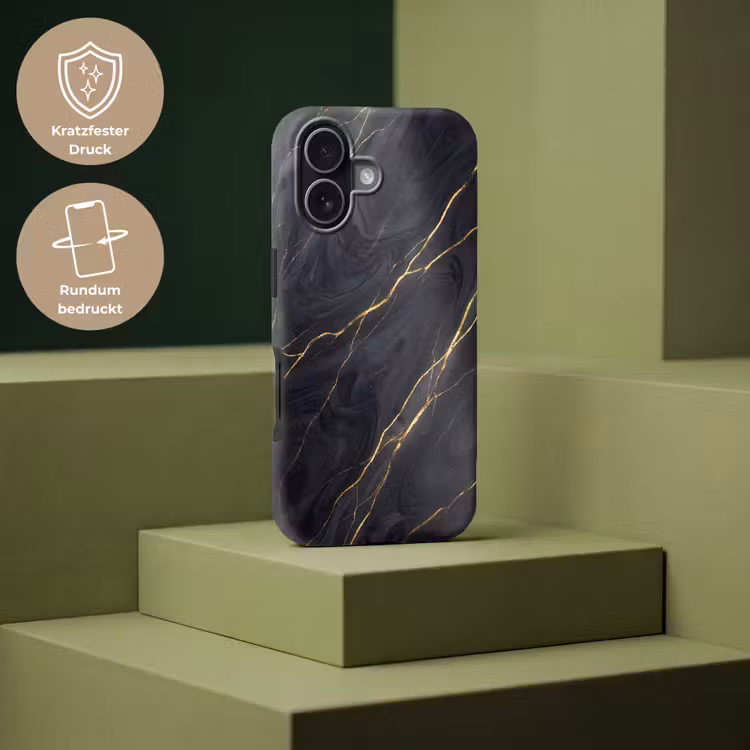 Marmer - Goudaders - Abstract - Modern - Zwart Toughcase MagSafe Apple iPhone 17 klein -USP_PrintM_DE