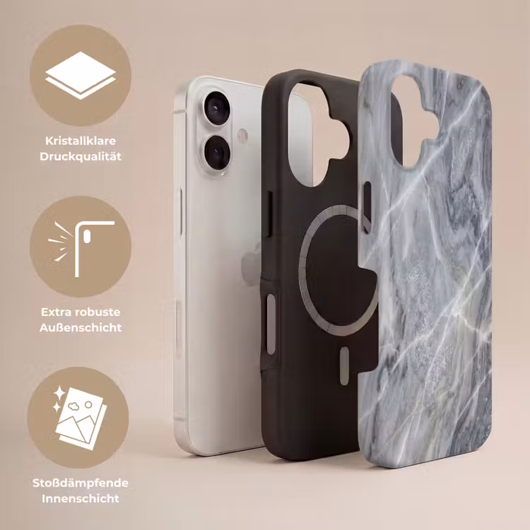 Marmer - Ader - Patroon - Abstract - Grijs Toughcase MagSafe Apple iPhone 17 klein -USP_Lagen_DE