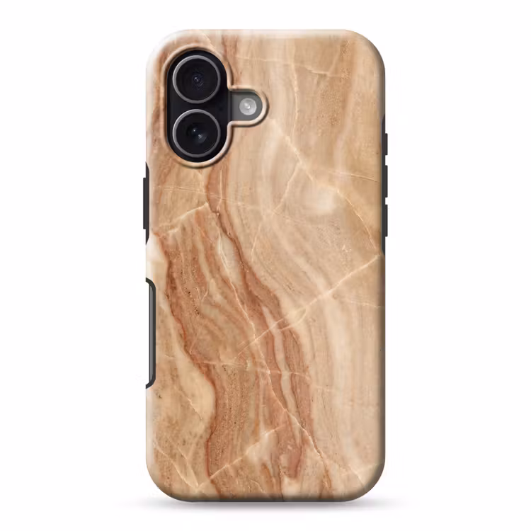Marmer - Ader - Natuur - Abstract - Beige Toughcase MagSafe Apple iPhone 17 klein -3d