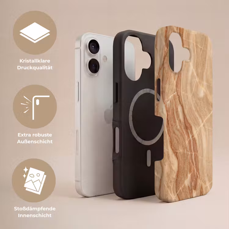 Marmer - Ader - Natuur - Abstract - Beige Toughcase MagSafe Apple iPhone 17 klein -USP_Lagen_DE