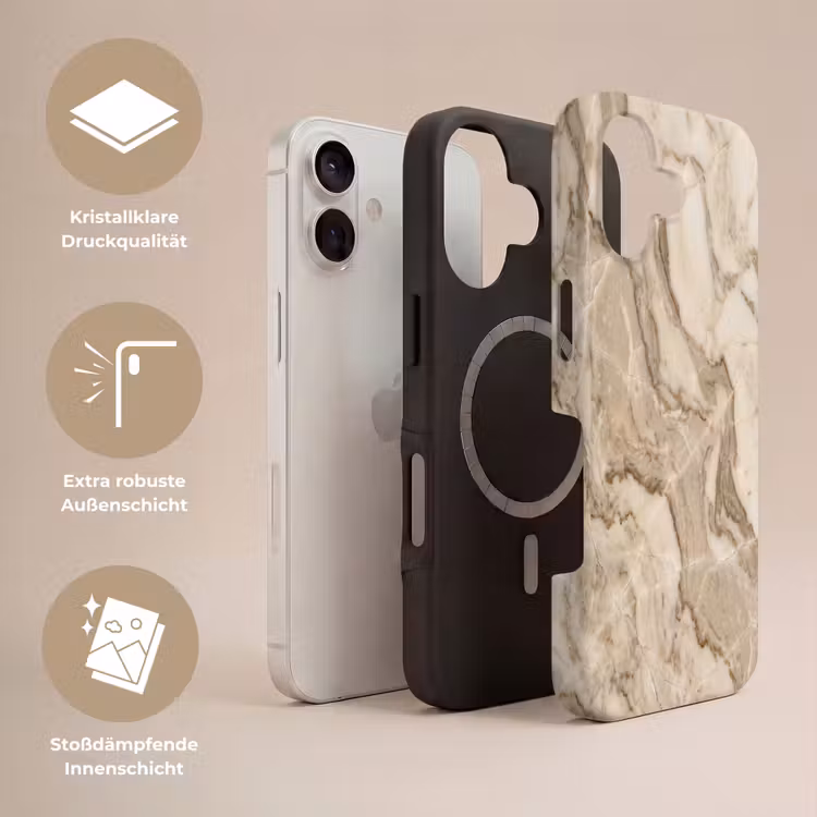 Marmer - Aderen - Textuur - Beige - Modern Toughcase MagSafe Apple iPhone 17 klein -USP_Lagen_DE