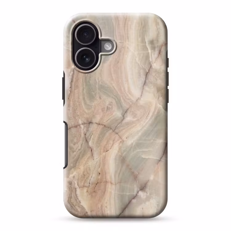 Marmer - Patroon - Abstract - Beige - Groen Toughcase MagSafe Apple iPhone 17 klein -3d