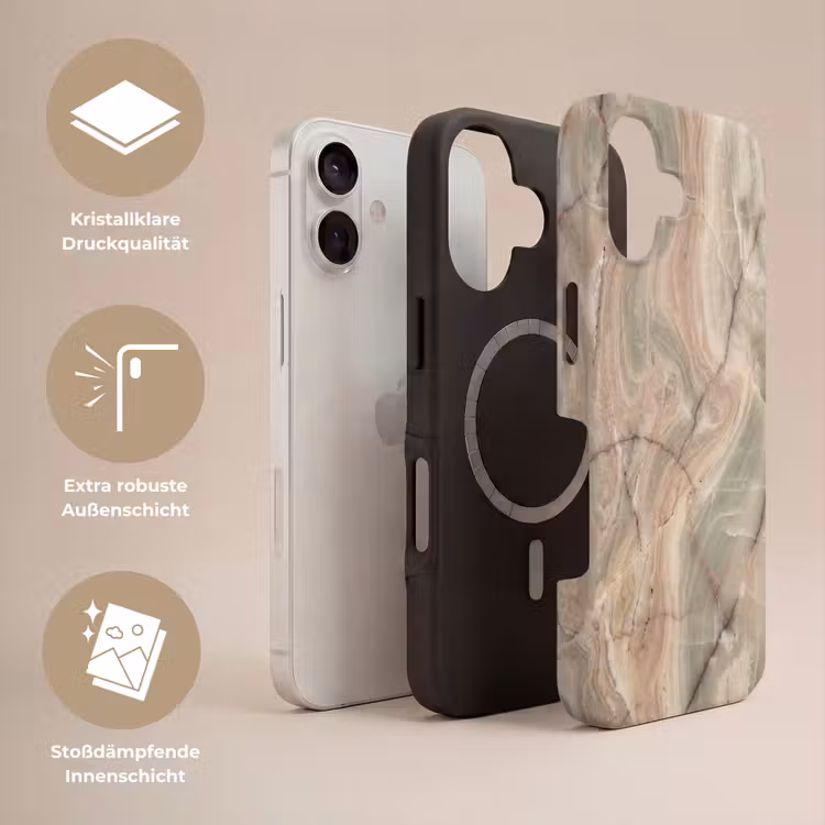 Marmer - Patroon - Abstract - Beige - Groen Toughcase MagSafe Apple iPhone 17 klein -USP_Lagen_DE