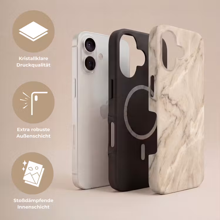 Marmer - Patroon - Abstract - Modern - Beige Toughcase MagSafe Apple iPhone 17 klein -USP_Lagen_DE