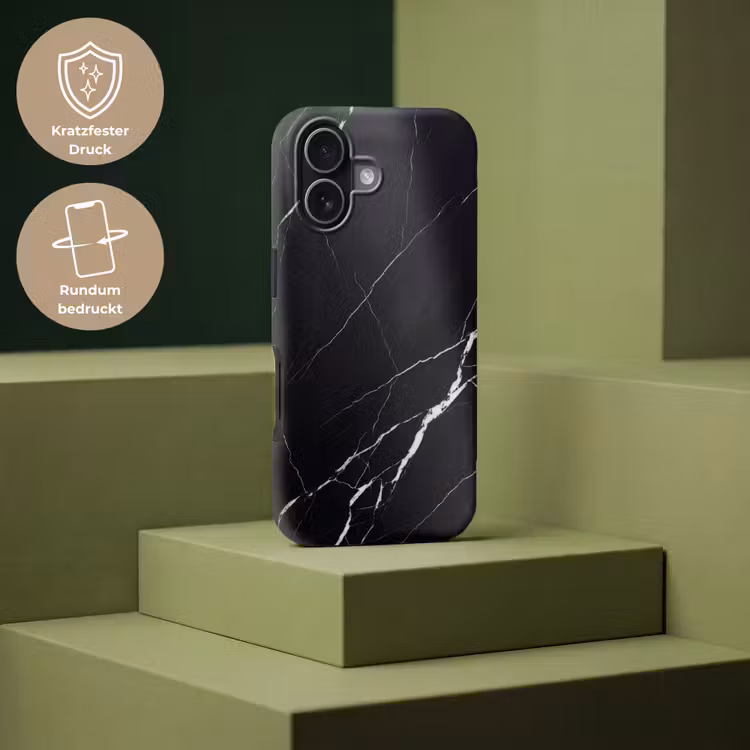 Marmer - Patroon - Abstract - Modern - Zwart Toughcase MagSafe Apple iPhone 17 klein -USP_PrintM_DE