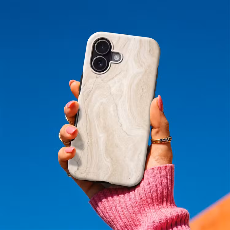 Marmer - Patroon - Beige - Steen - Abstract Toughcase MagSafe Apple iPhone 17 klein -Sfeer1V