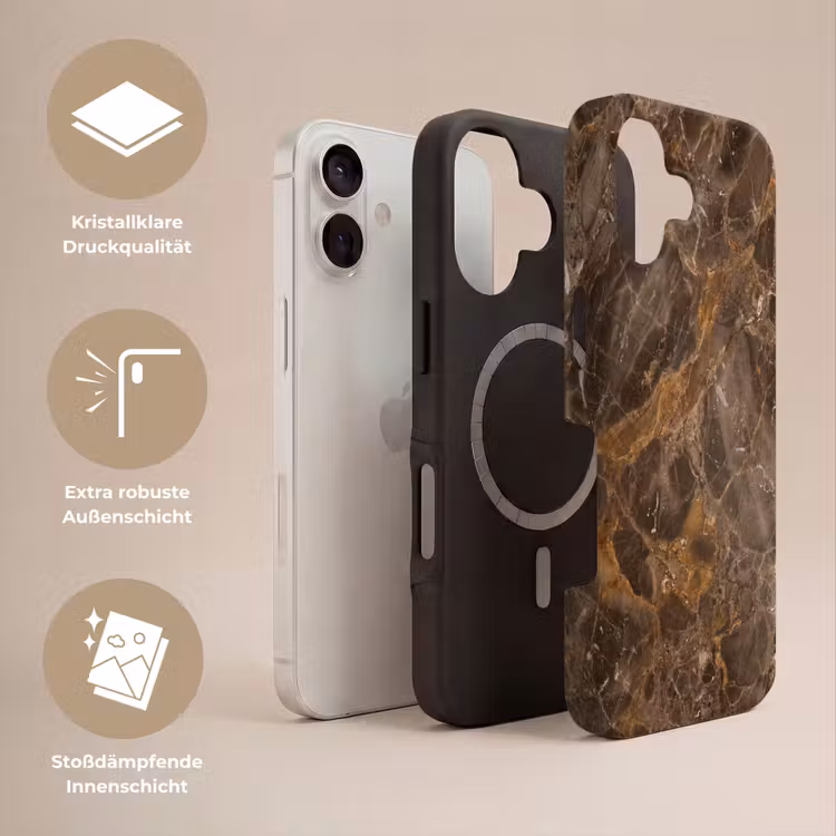Marmer - Patroon - Natuur - Bruin - Goud Toughcase MagSafe Apple iPhone 17 klein -USP_Lagen_DE