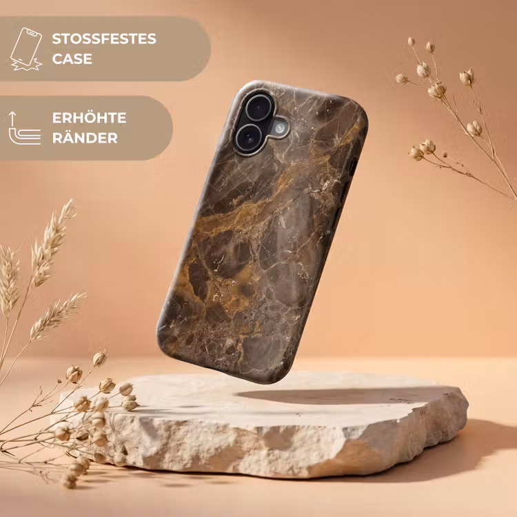 Marmer - Patroon - Natuur - Bruin - Goud Toughcase MagSafe Apple iPhone 17 klein -USP_RandenV_DE