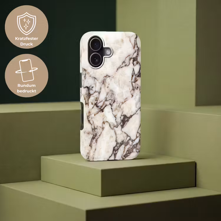 Marmer - Textuur - Abstract - Wit - Bruin Toughcase MagSafe Apple iPhone 17 klein -USP_PrintM_DE