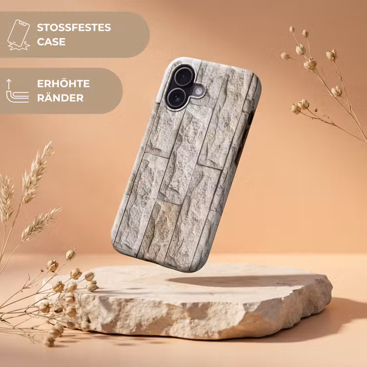 Muur - Steen - Ruw - Beige - Textuur Toughcase MagSafe Apple iPhone 17 klein -USP_RandenV_DE