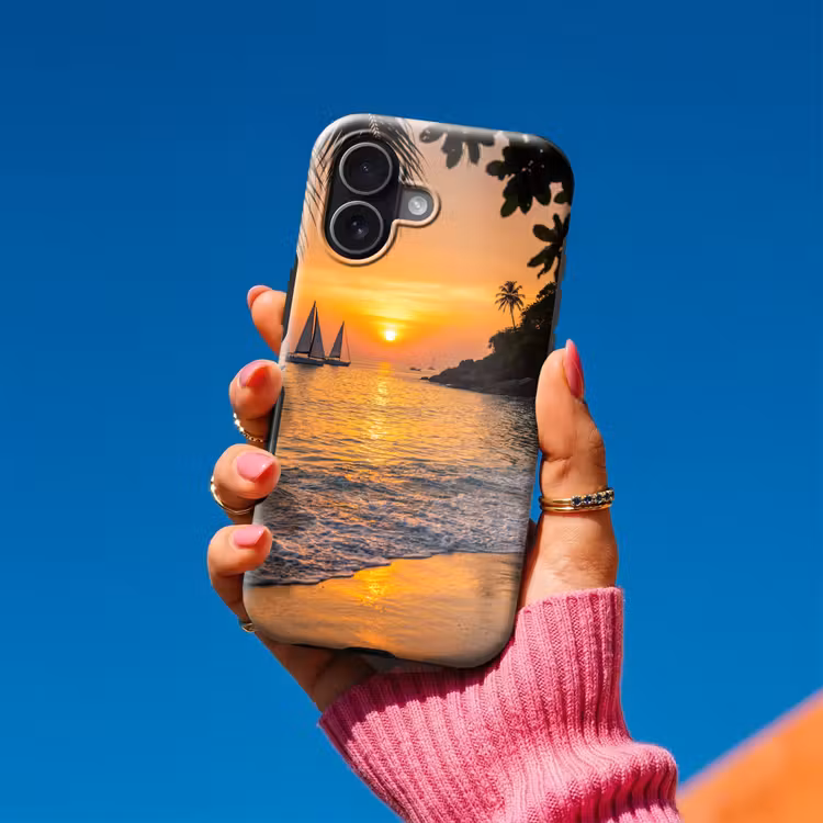 Zee - Zonsondergang - Boot - Natuur - Oranje Toughcase MagSafe Apple iPhone 17 klein -Sfeer1V