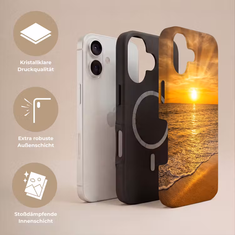 Zee - Zonsondergang - Golven - Kust - Oranje Toughcase MagSafe Apple iPhone 17 klein -USP_Lagen_DE