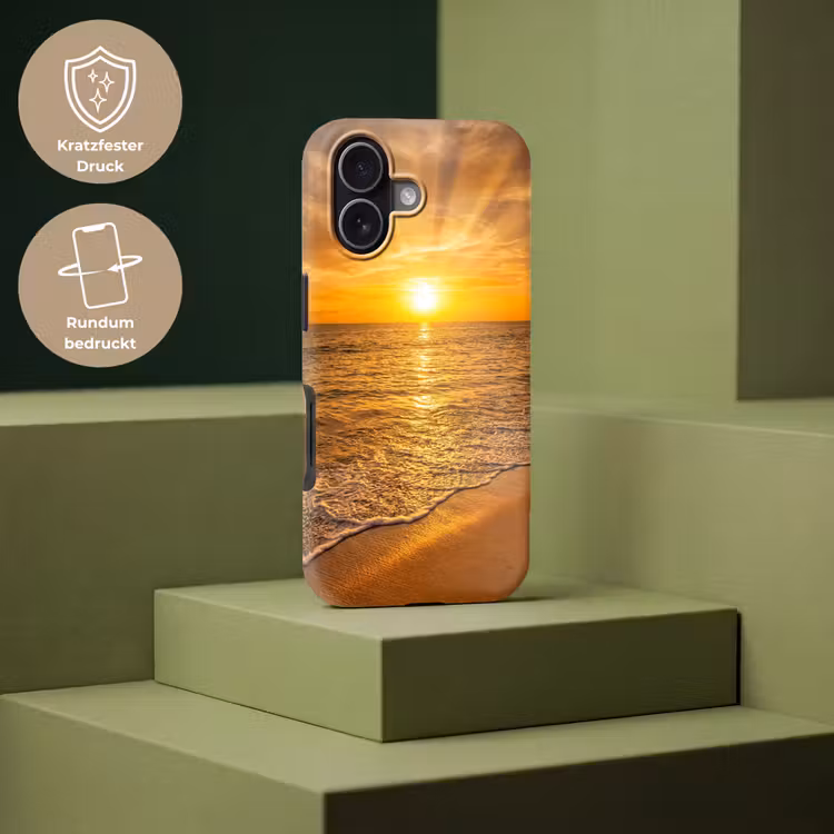Zee - Zonsondergang - Golven - Kust - Oranje Toughcase MagSafe Apple iPhone 17 klein -USP_PrintM_DE